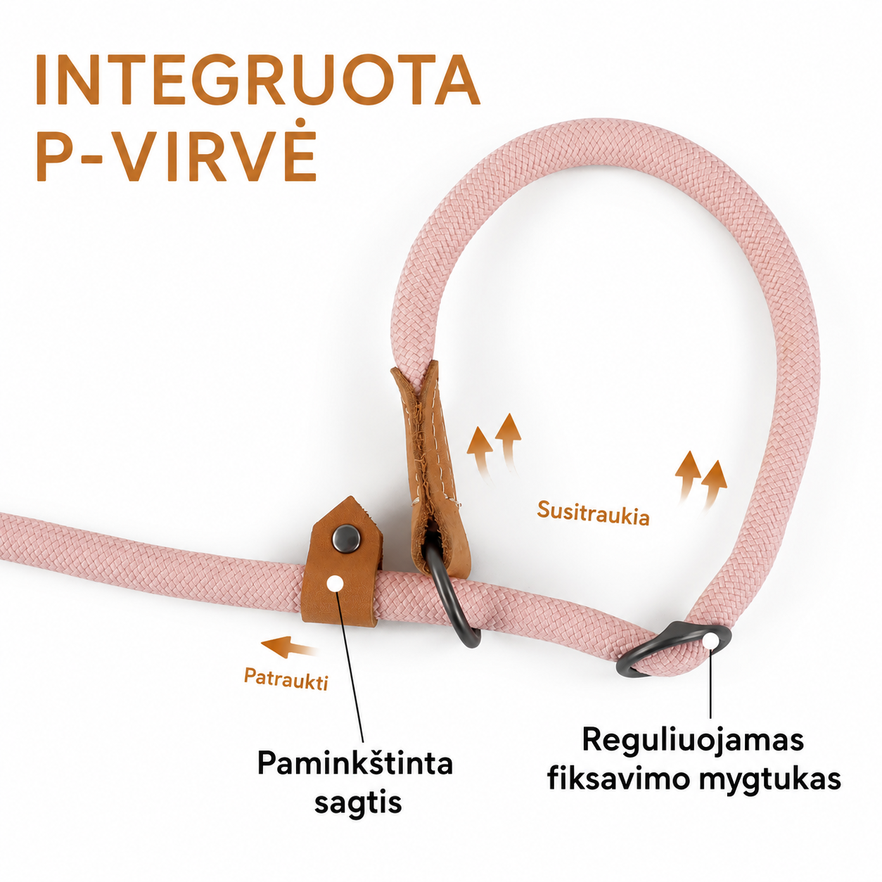 Daugiafunkcis „P“ formos pavadėlis – „Laisvų rankų“ kontrolė bėgimui ir dresūrai