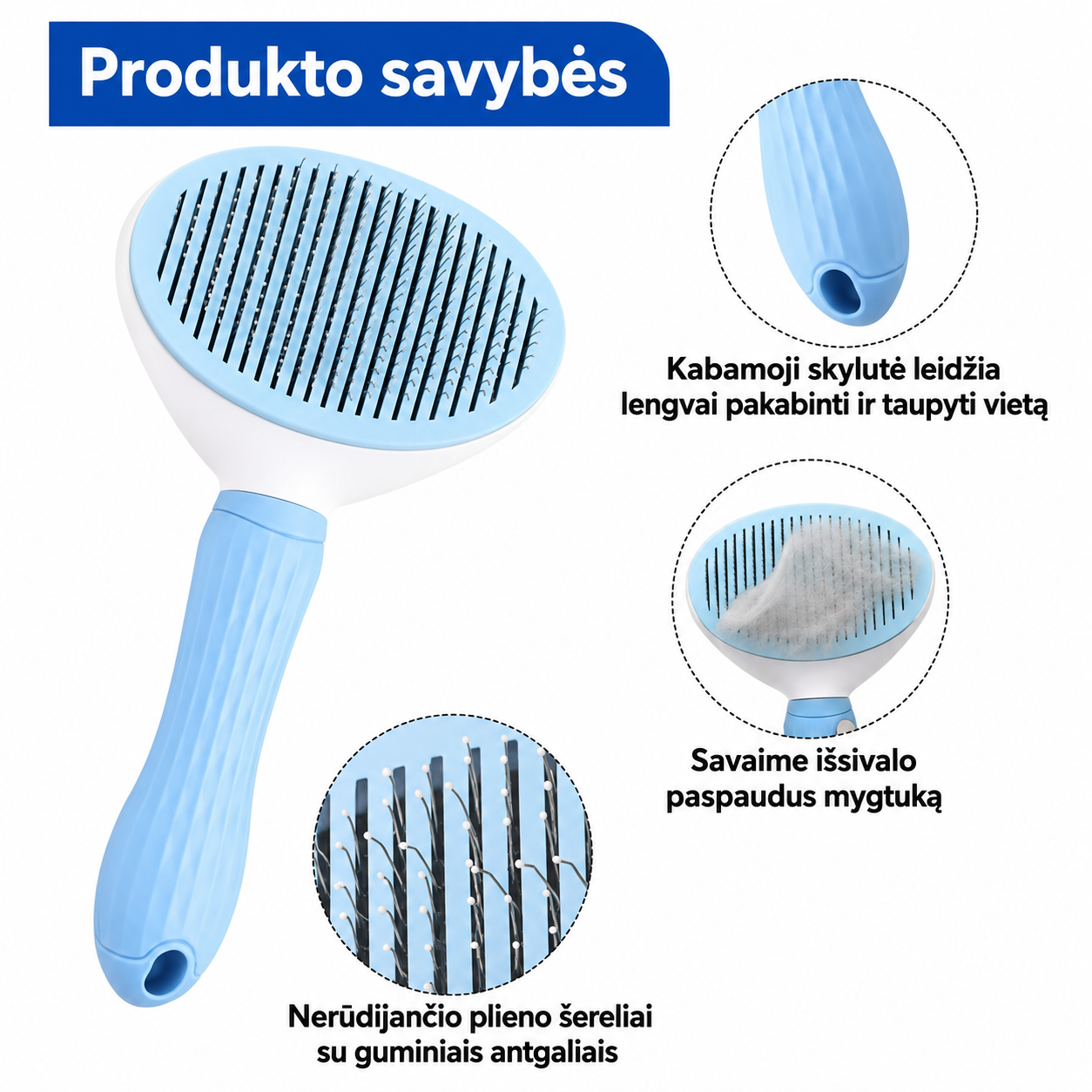 Savaime išsivalantis šepetys šunims ir katėms – Lengvas kailio puoselėjimas