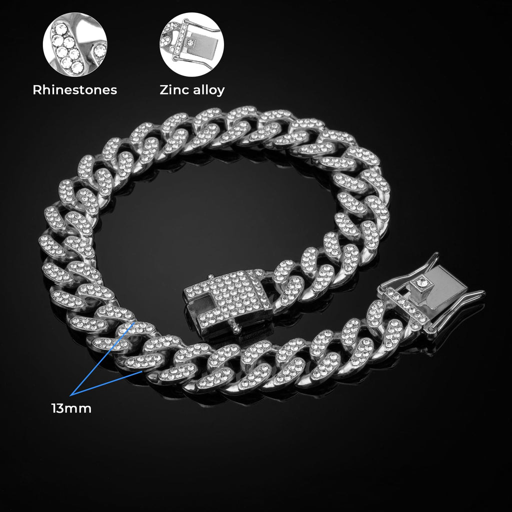 „Cuban Link“ prabangus grandinėlės-antkaklis su kristalais